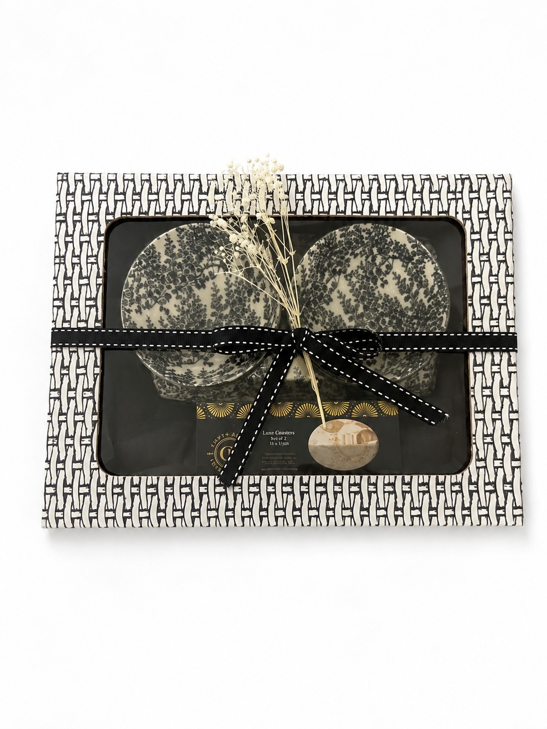 2 Small Black & White Dishes on Plate - Image 2