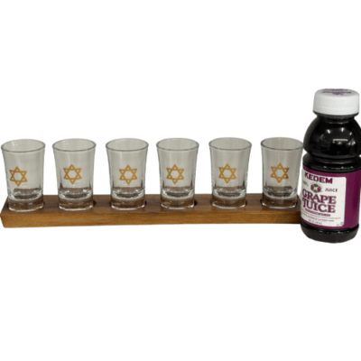 6 Glasses on Wooden Tray